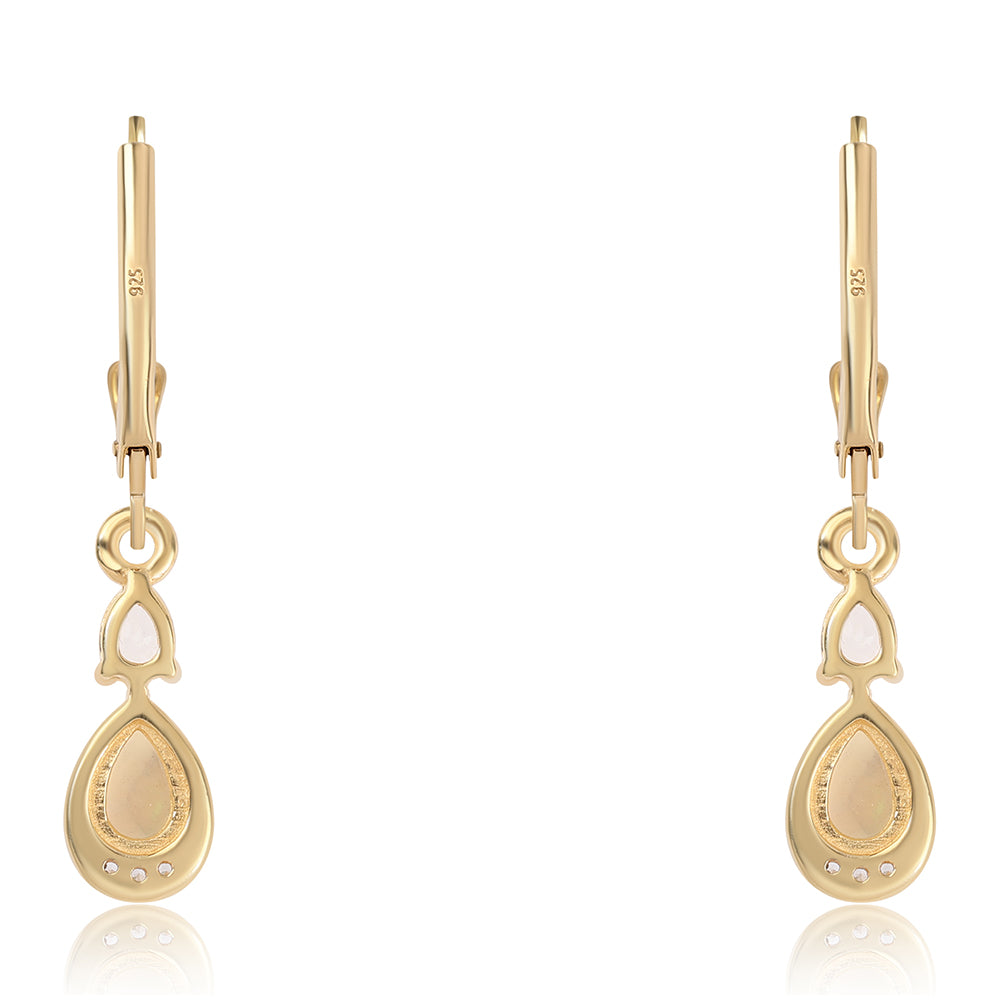 Pozlacené Sterlingové Stříbro 925 / 1000 - Náušnice s Etiopským Opálem z Lega Dembi a Bílým Topazem 3 