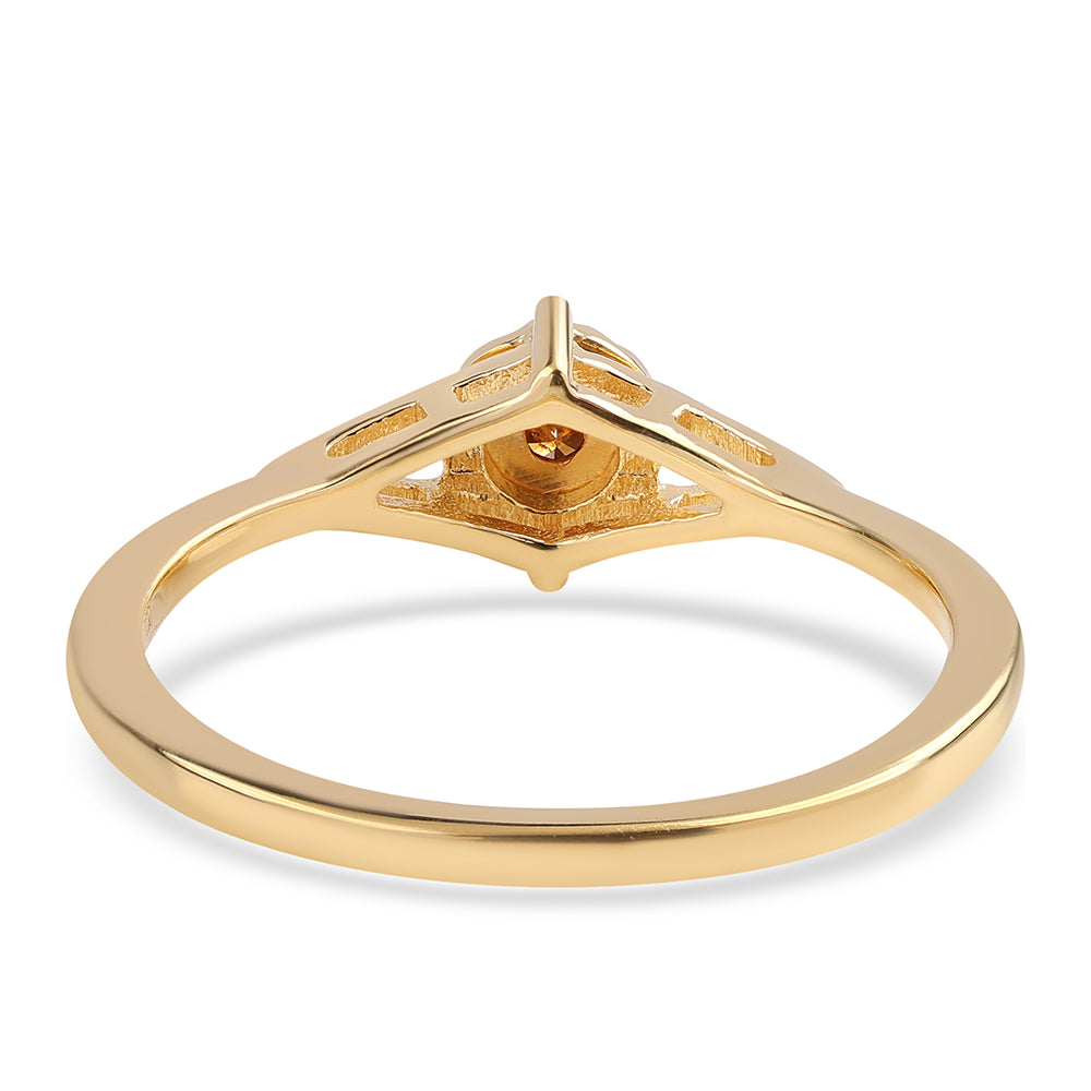 Pozlacené Stříbro 925/1000 - Prsten s Červeným Diamantem - Karátové číslo: 0.01. přibližná hmotnost: 1.59 gramů