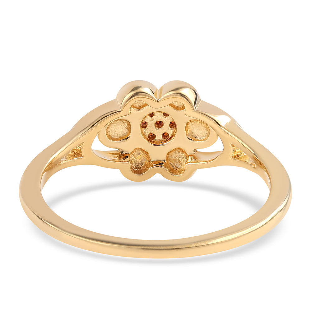 Pozlacené Stříbro 925/1000 - Prsten s Červeným Diamantem - Karátové číslo: 0.04. přibližná hmotnost: 2.09 gramů