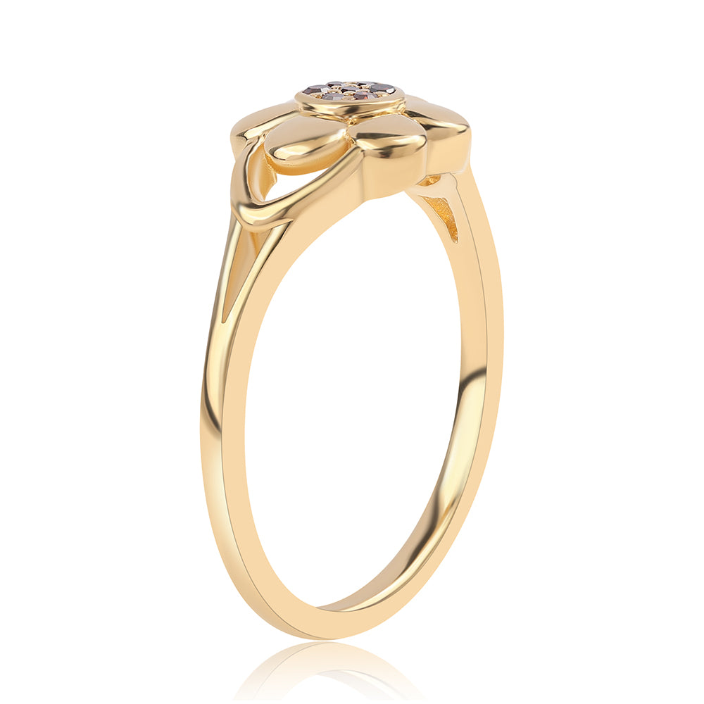 Pozlacené Stříbro 925/1000 - Prsten s Červeným Diamantem - Karátové číslo: 0.04. přibližná hmotnost: 2.09 gramů 3 