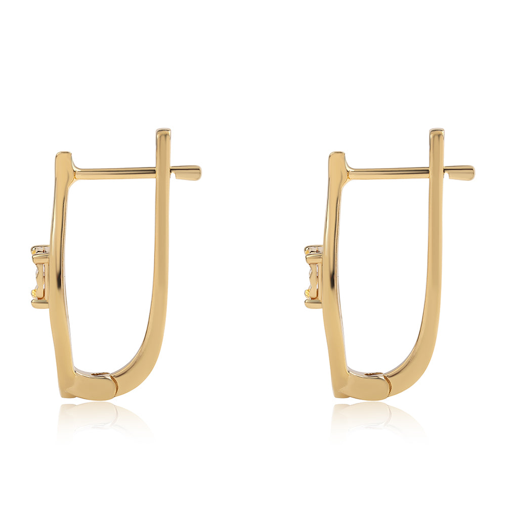 Pozlacené Stříbro 925/1000 - Náušnice s Červeným Diamantem - Karátové číslo: 0.03. přibližná hmotnost: 3.25 gramů