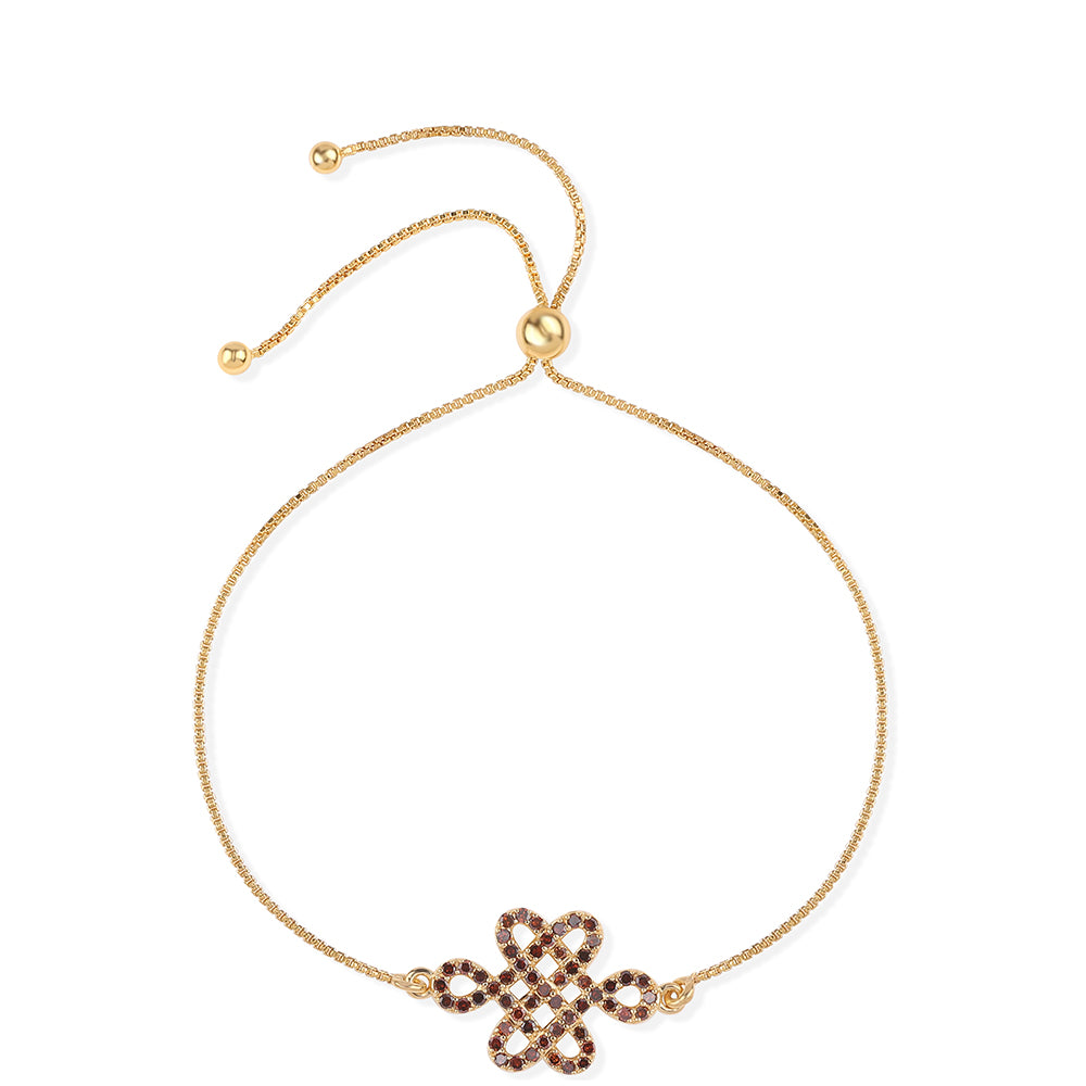 Pozlacený 925 / 1000 Sterlingové Stříbro Náramek s Červeným Diamantem 1 