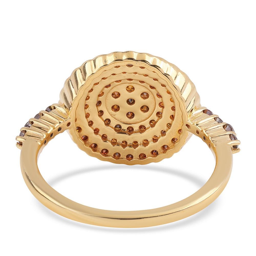 Pozlacené Stříbro 925/1000 - Prsten s Červeným Diamantem - Karátové číslo: 0.7. přibližná hmotnost: 2.6 gramů 2 