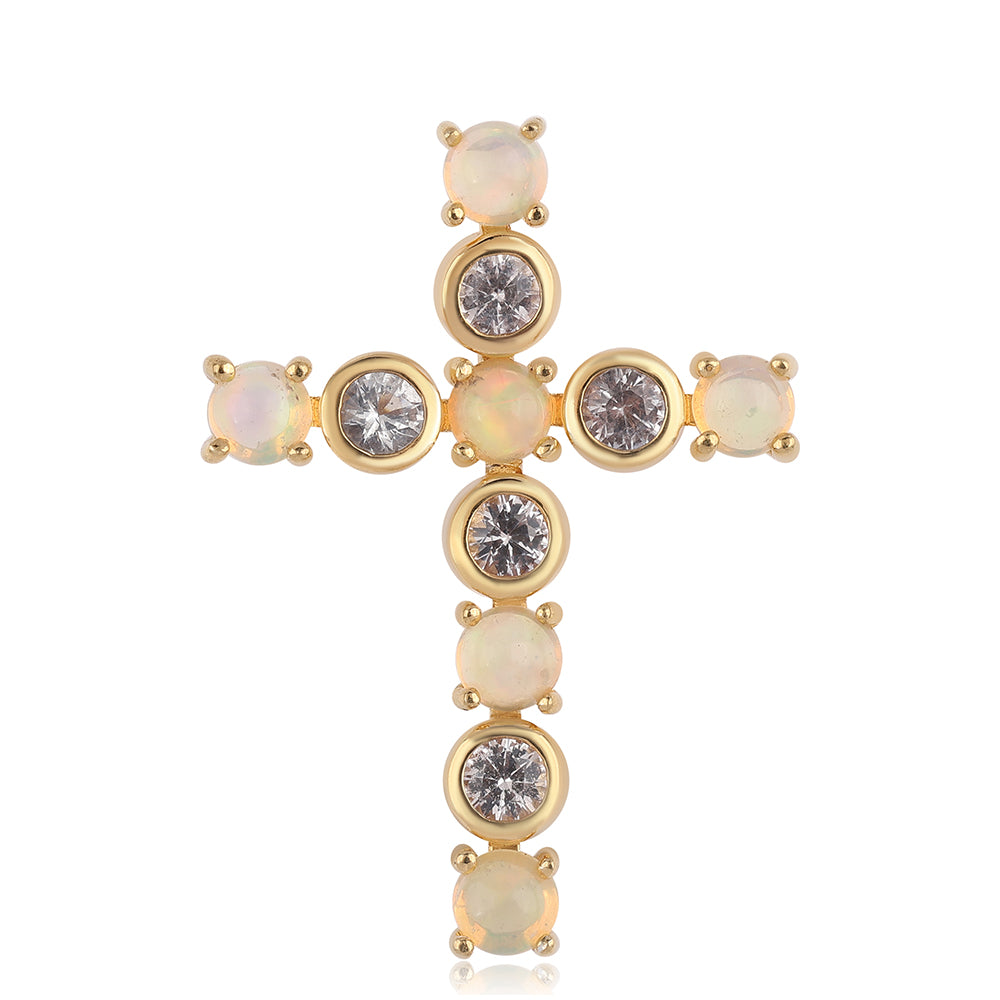 Pozlacené Stříbro 925/1000 - Přívěsek s Etiopským Opálem z Lega Dembi a Bílým Topazem - Karátové číslo: 1.12. přibližná hmotnost: 1.74 gramů 1 