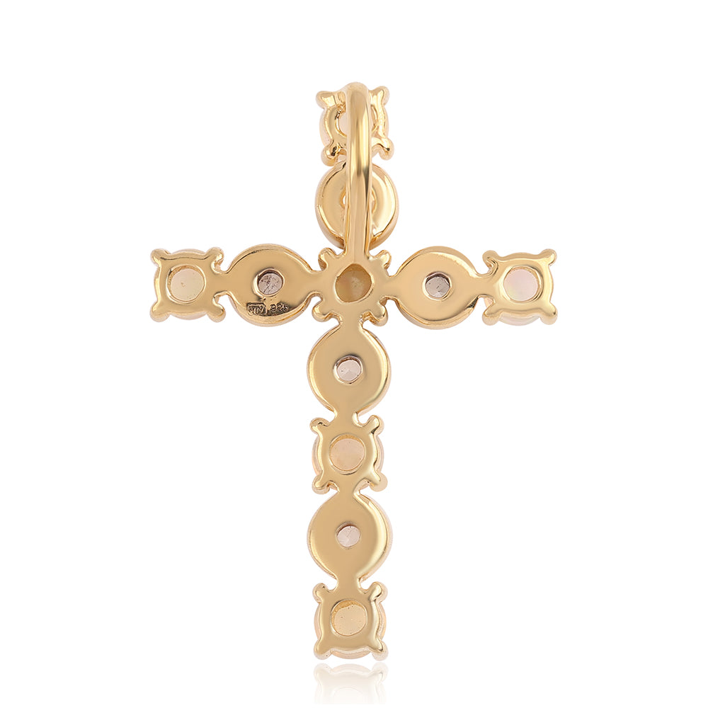 Pozlacené Stříbro 925/1000 - Přívěsek s Etiopským Opálem z Lega Dembi a Bílým Topazem - Karátové číslo: 1.12. přibližná hmotnost: 1.74 gramů 3 