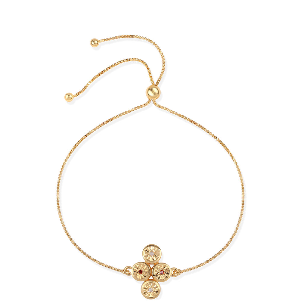 Pozlacené Stříbro 925/1000 - Náramek s Červeným Diamantem a Bílým Diamantem - Karátové číslo: 0.06. přibližná hmotnost: 3.76 gramů