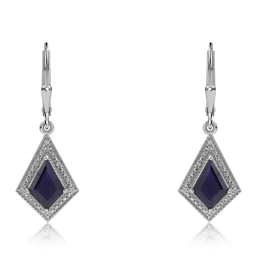 Stříbrné Náušnice s Australským Modrým Safírem a Bílým Topazem