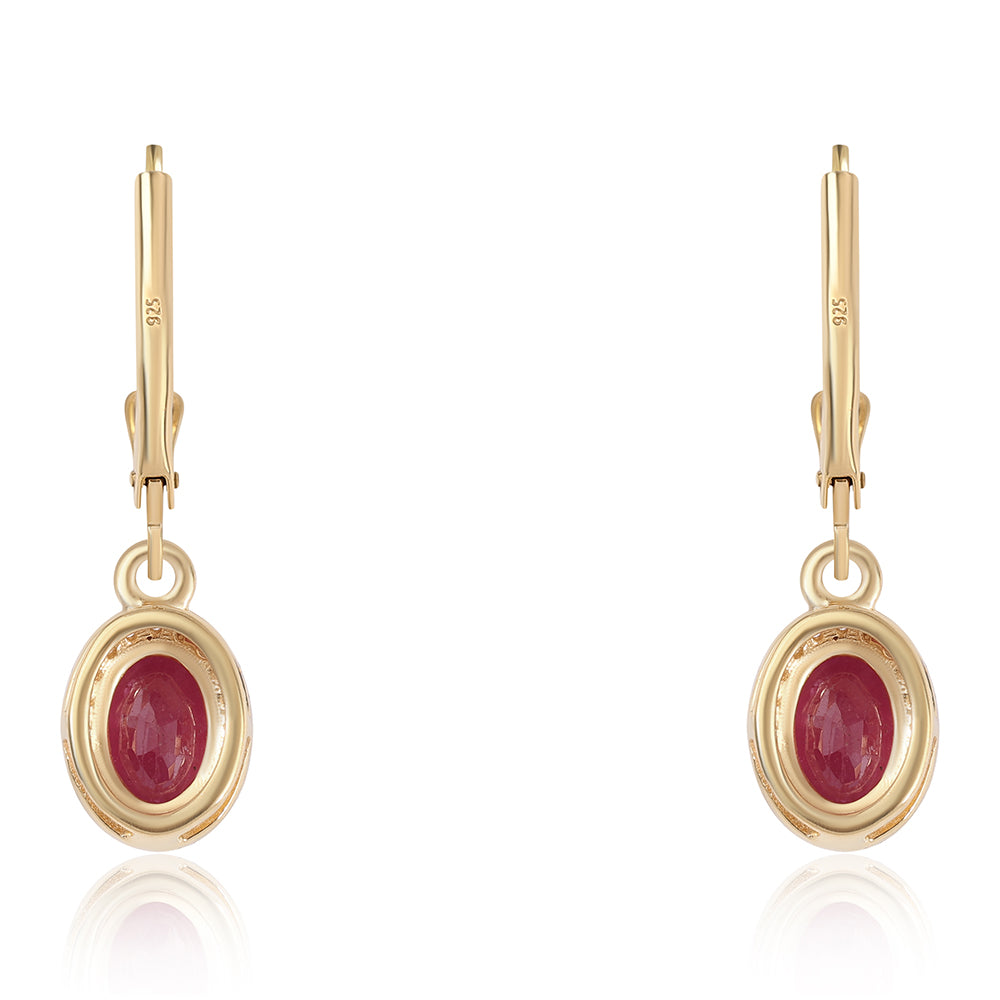 Pozlacená 925 / 1000 Sterlingové Stříbro Sada s Thajským Rubínem a Brazilským Smaragdem