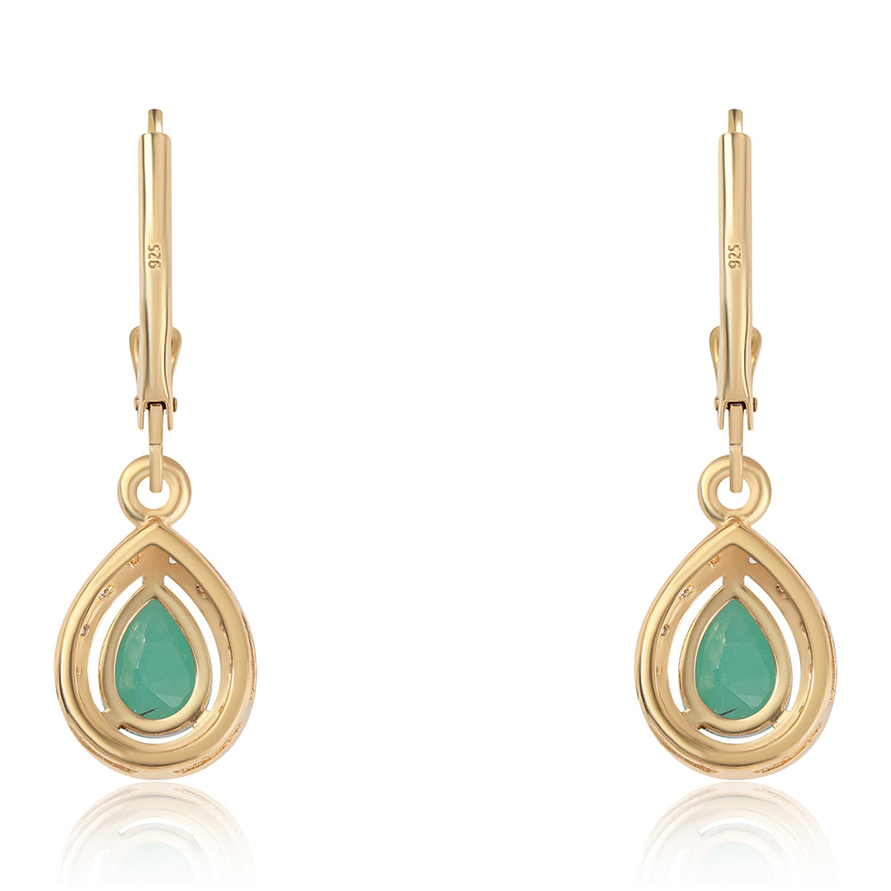 Pozlacená 925 / 1000 Sterlingové Stříbro Sada s Thajským Rubínem a Brazilským Smaragdem