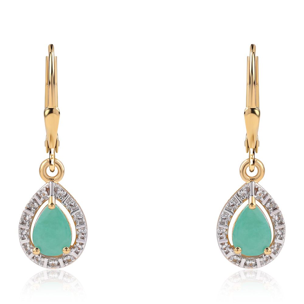 Pozlacená 925 / 1000 Sterlingové Stříbro Sada s Thajským Rubínem a Brazilským Smaragdem 5 