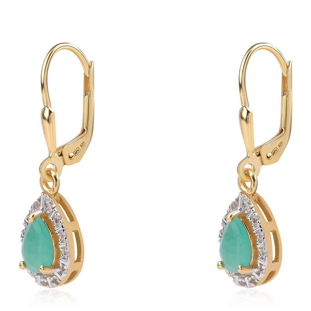 Pozlacená 925 / 1000 Sterlingové Stříbro Sada s Thajským Rubínem a Brazilským Smaragdem 7 