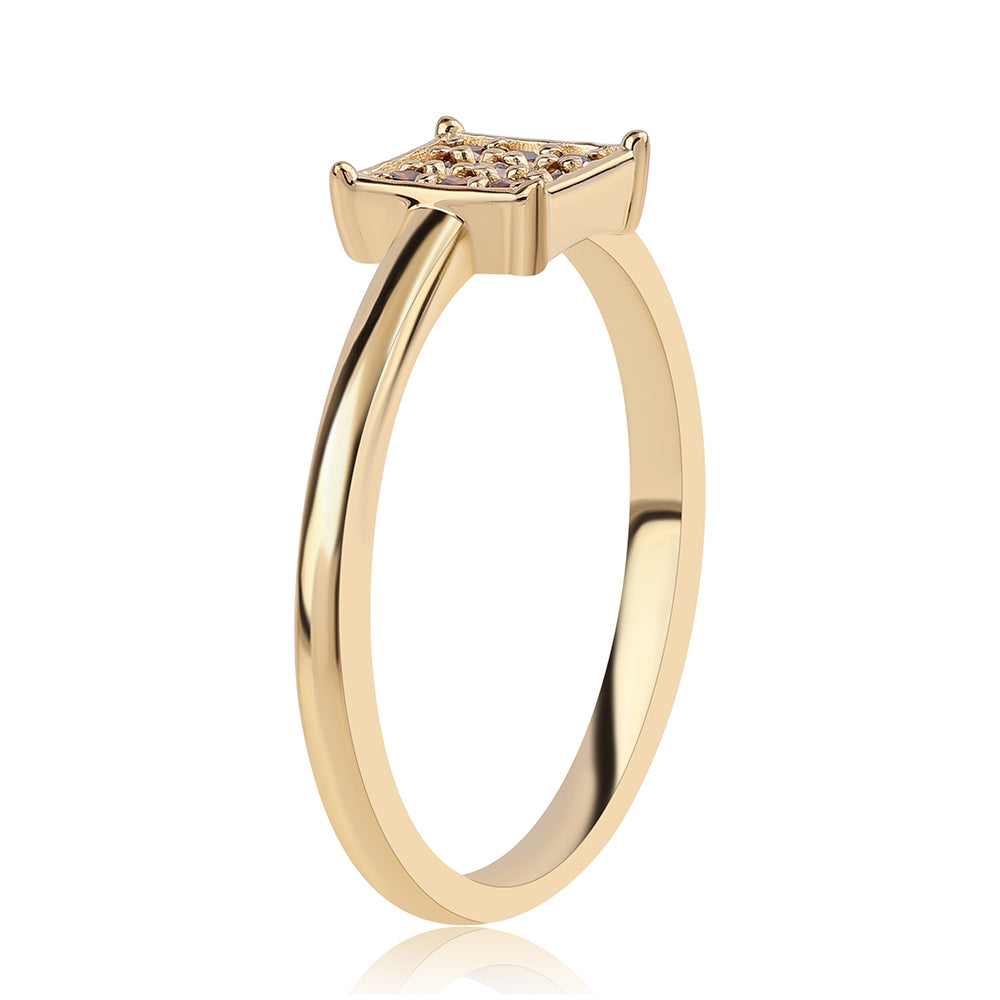 Pozlacený 925 / 1000 Sterlingové Stříbro Prsten s Červeným Diamantem