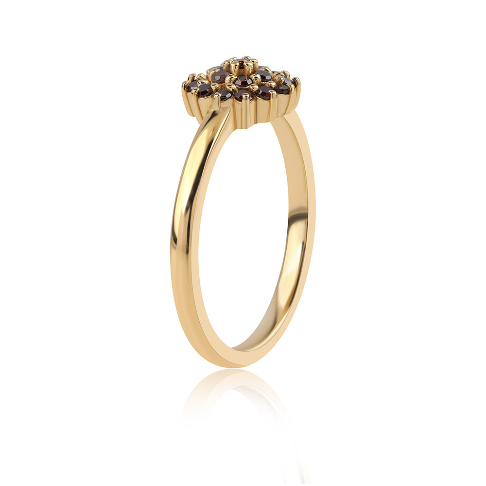 Pozlacený 925 / 1000 Sterlingové Stříbro Prsten s Červeným Diamantem