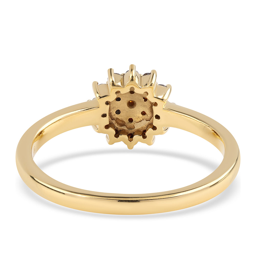 Pozlacený 925 / 1000 Sterlingové Stříbro Prsten s Červeným Diamantem 3 