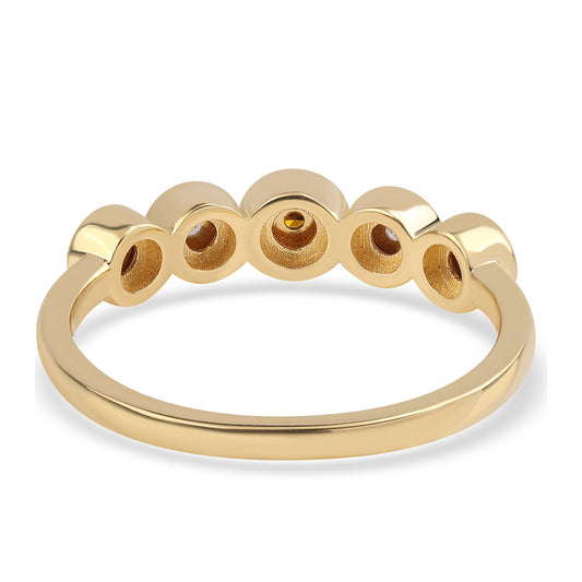 Pozlacené Stříbro 925/1000 - Prsten s Červeným Diamantem a Bílým Diamantem - Karátové číslo: 0.04. přibližná hmotnost: 2.48 gramů