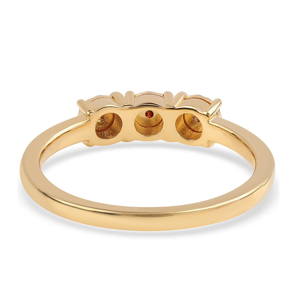 Pozlacené Stříbro 925/1000 - Prsten s Červeným Diamantem - Karátové číslo: 0.04. přibližná hmotnost: 2.07 gramů