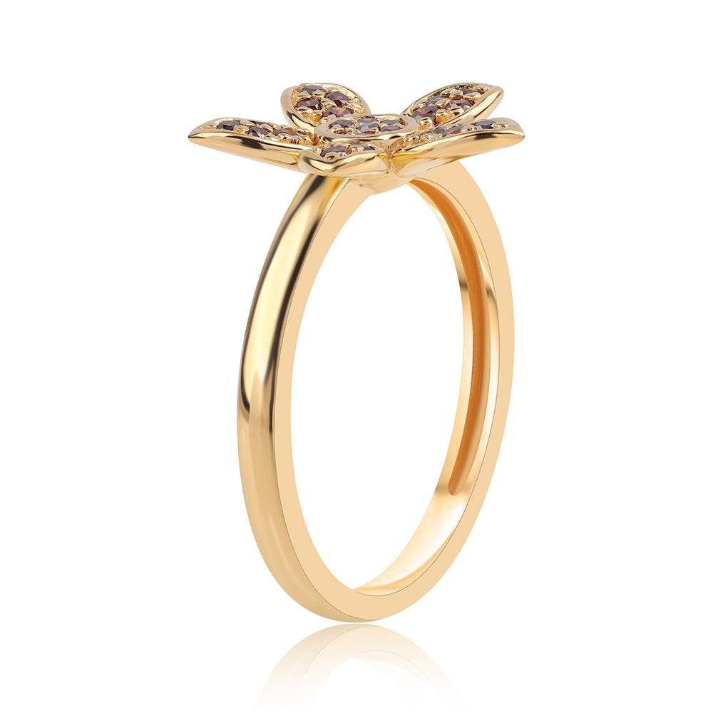 Pozlacený 925 / 1000 Sterlingové Stříbro Prsten s Červeným Diamantem