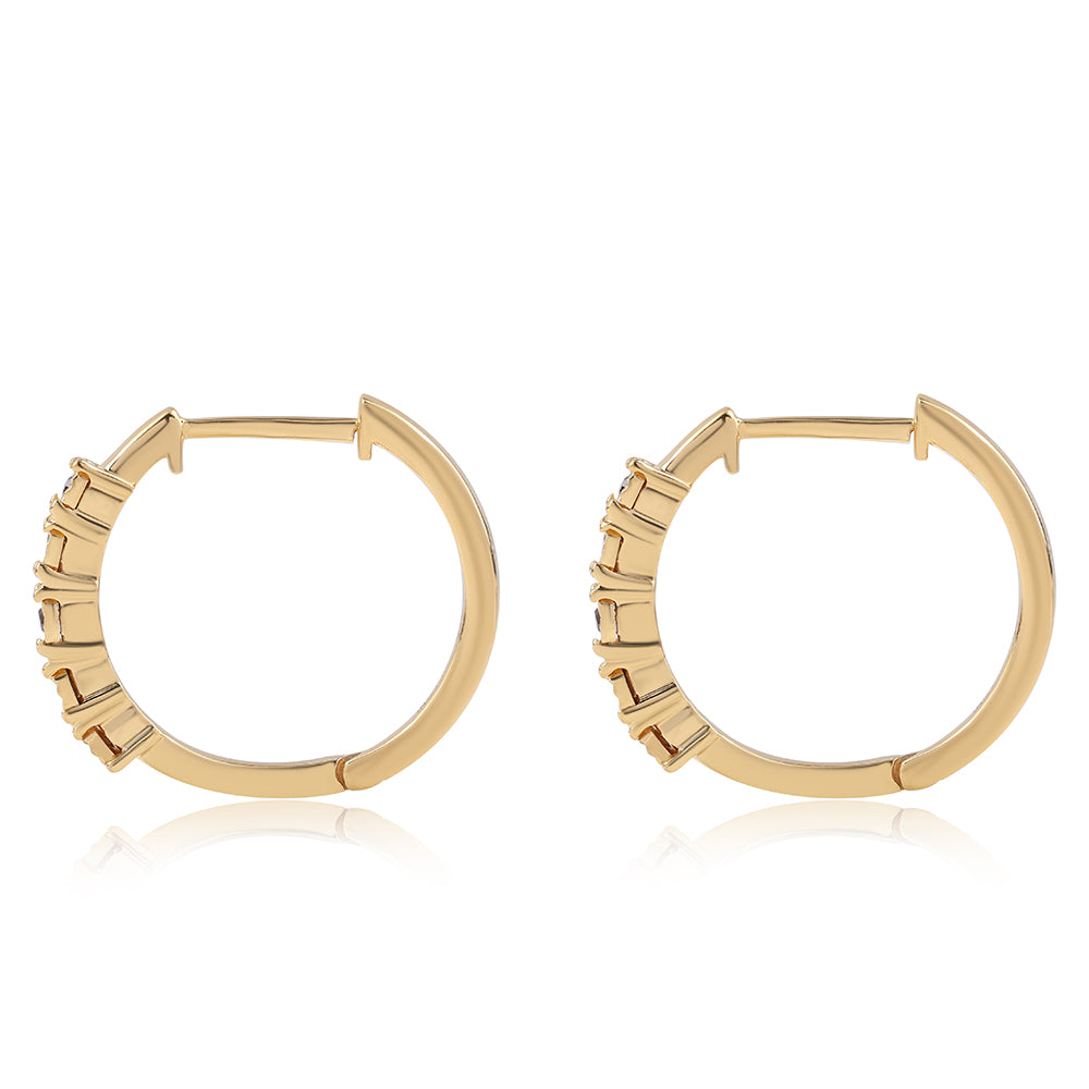 Pozlacené 925 / 1000 Sterlingové Stříbro Náušnice s Červeným Diamantem 2 