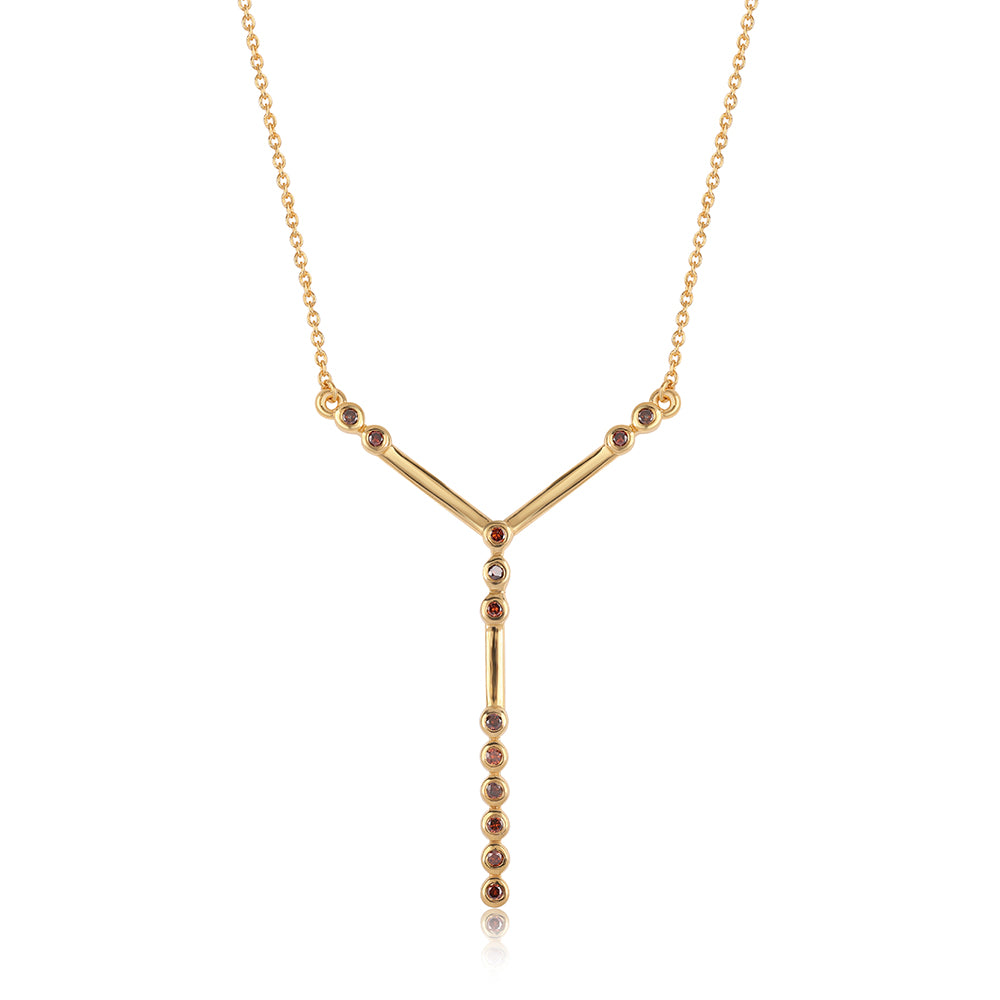 Pozlacený 925 / 1000 Sterlingové Stříbro Náhrdelník s Červeným Diamantem