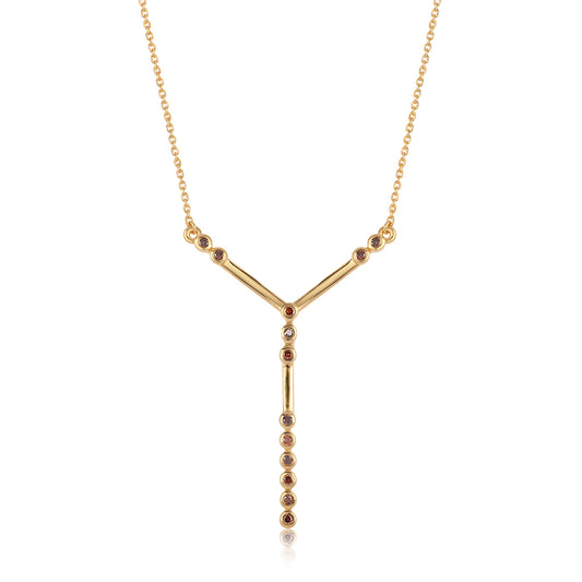 Pozlacený 925 / 1000 Sterlingové Stříbro Náhrdelník s Červeným Diamantem