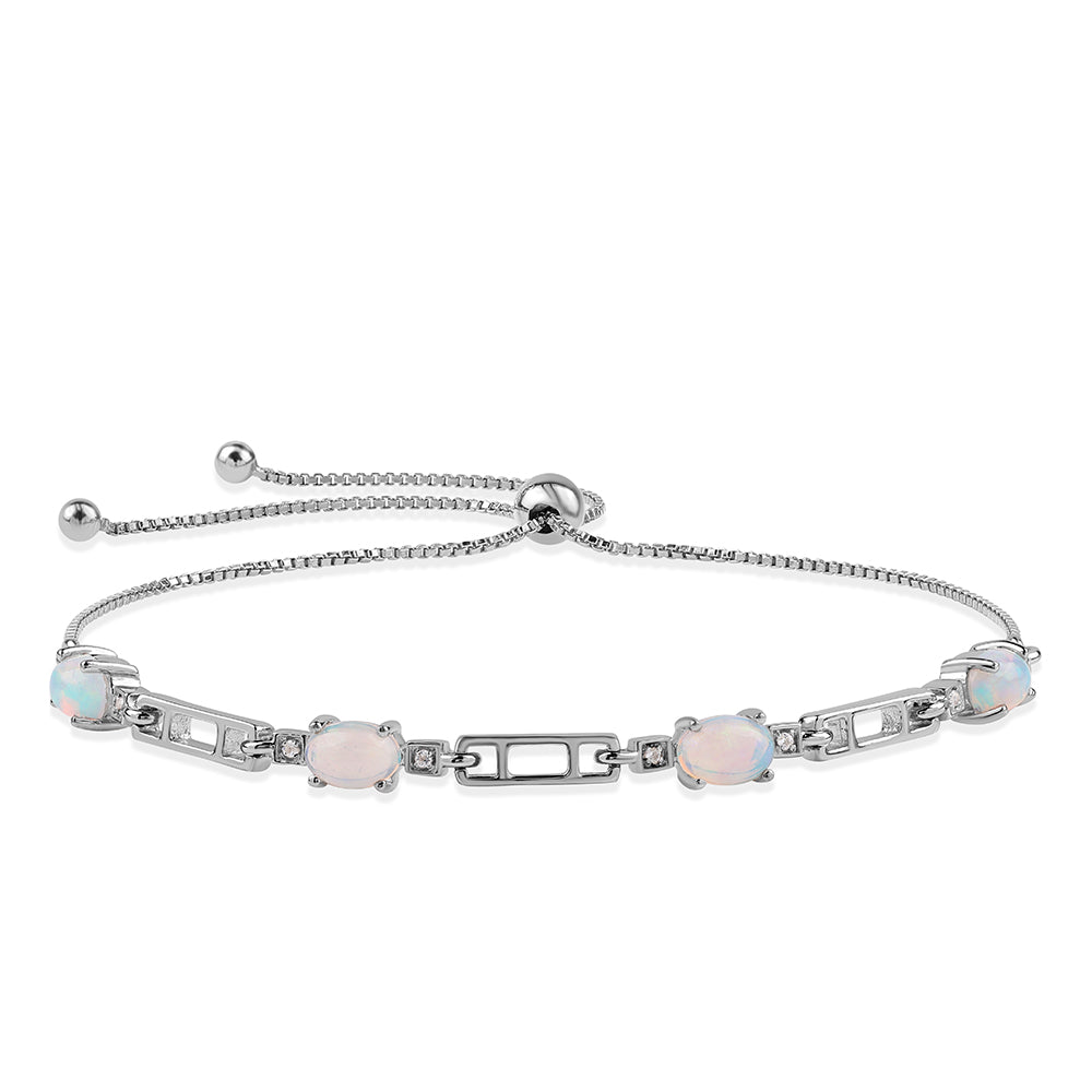 Pozlacený 925 / 1000 Sterlingové Stříbro Náramek s Etiopským Opálem z Lega Dembi a Bílým Topazem