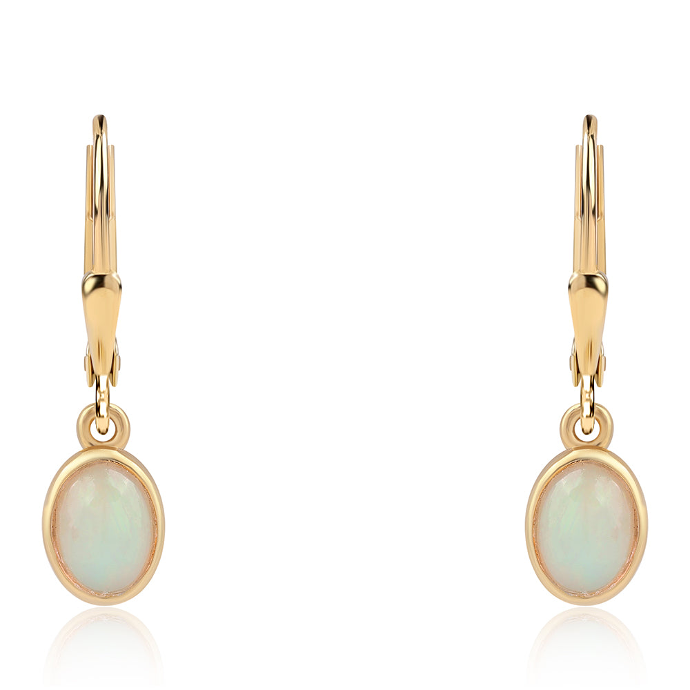 Pozlacené 925 / 1000 Sterlingové Stříbro Náušnice s Etiopským Opálem z Lega Dembi