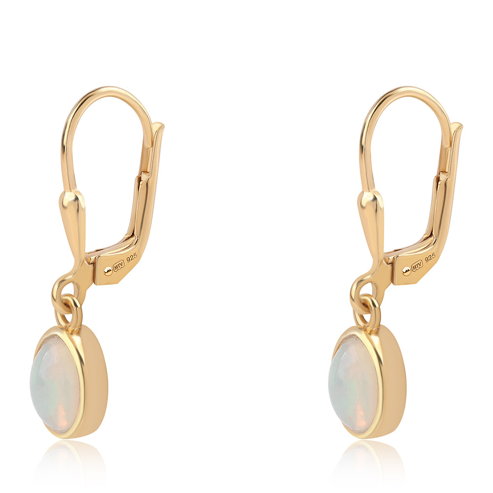 Pozlacené 925 / 1000 Sterlingové Stříbro Náušnice s Etiopským Opálem z Lega Dembi