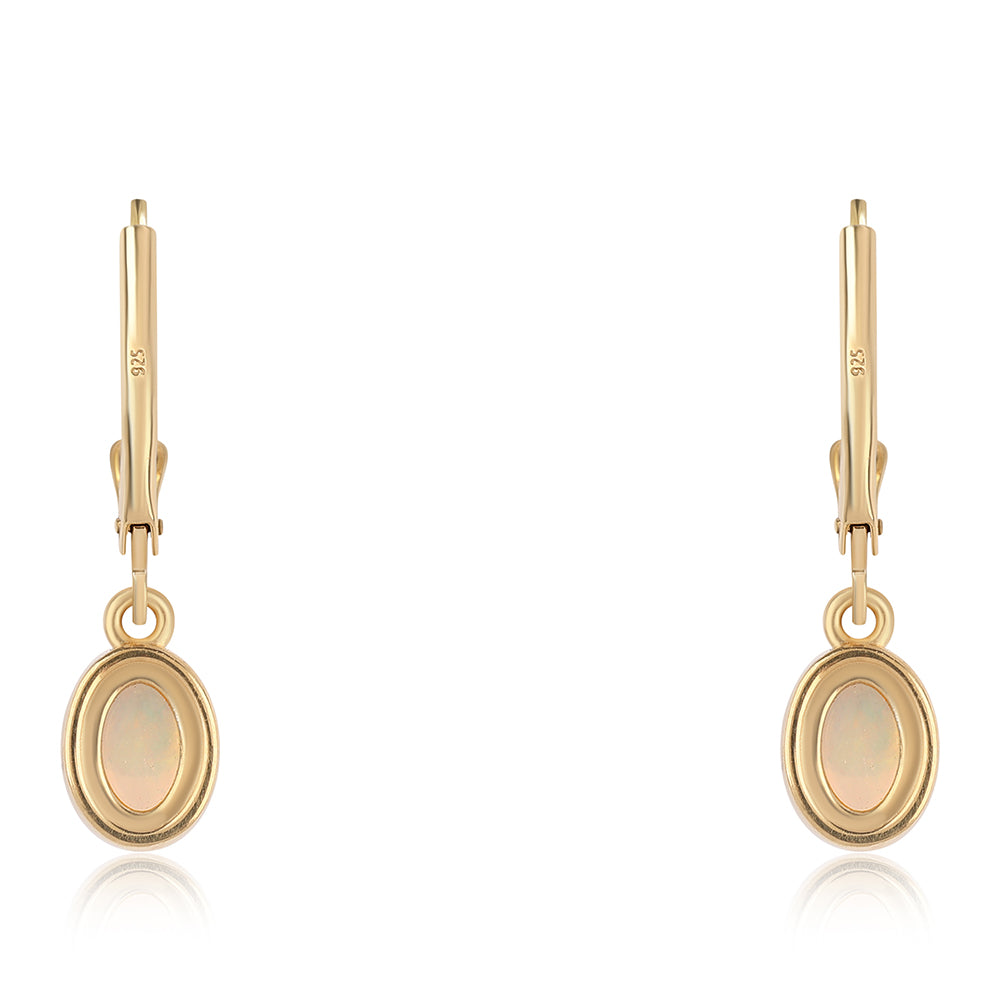 Pozlacené 925 / 1000 Sterlingové Stříbro Náušnice s Etiopským Opálem z Lega Dembi 3 