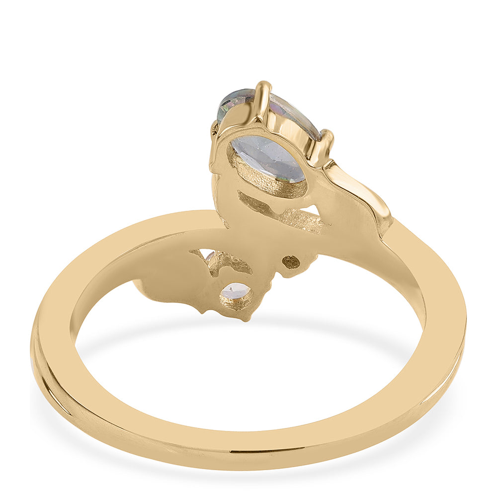 Pozlacený 925 / 1000 Sterlingové Stříbro Prsten s Mystickým Topazem a Bílým Topazem