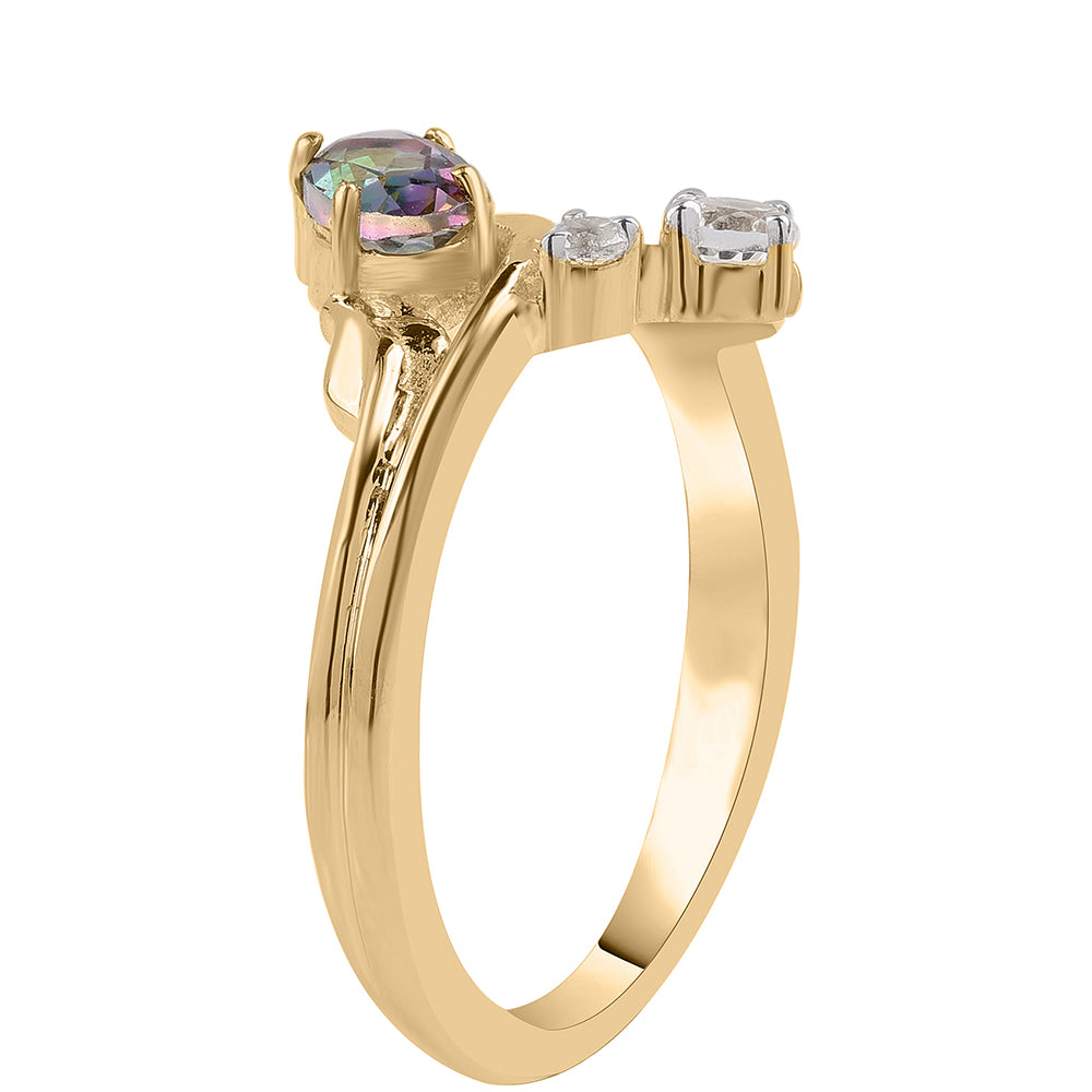 Pozlacený 925 / 1000 Sterlingové Stříbro Prsten s Mystickým Topazem a Bílým Topazem 3 