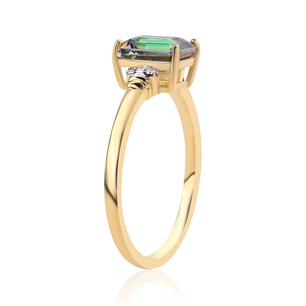 Pozlacený 925 / 1000 Sterlingové Stříbro Prsten s Mystickým Topazem a Bílým Topazem 2 