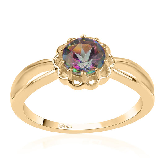 Pozlacený 925 / 1000 Sterlingové Stříbro Prsten s Mystickým Topazem