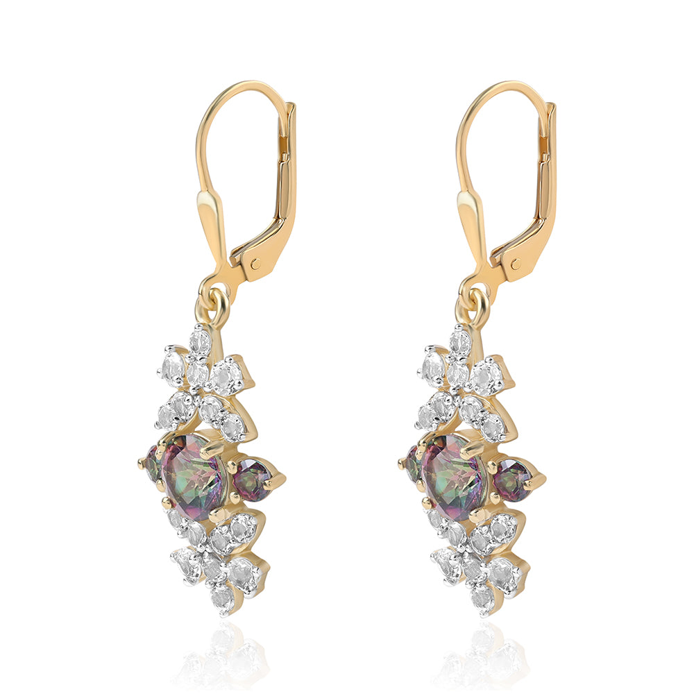 Pozlacené 925 / 1000 Sterlingové Stříbro Náušnice s Mystickým Topazem