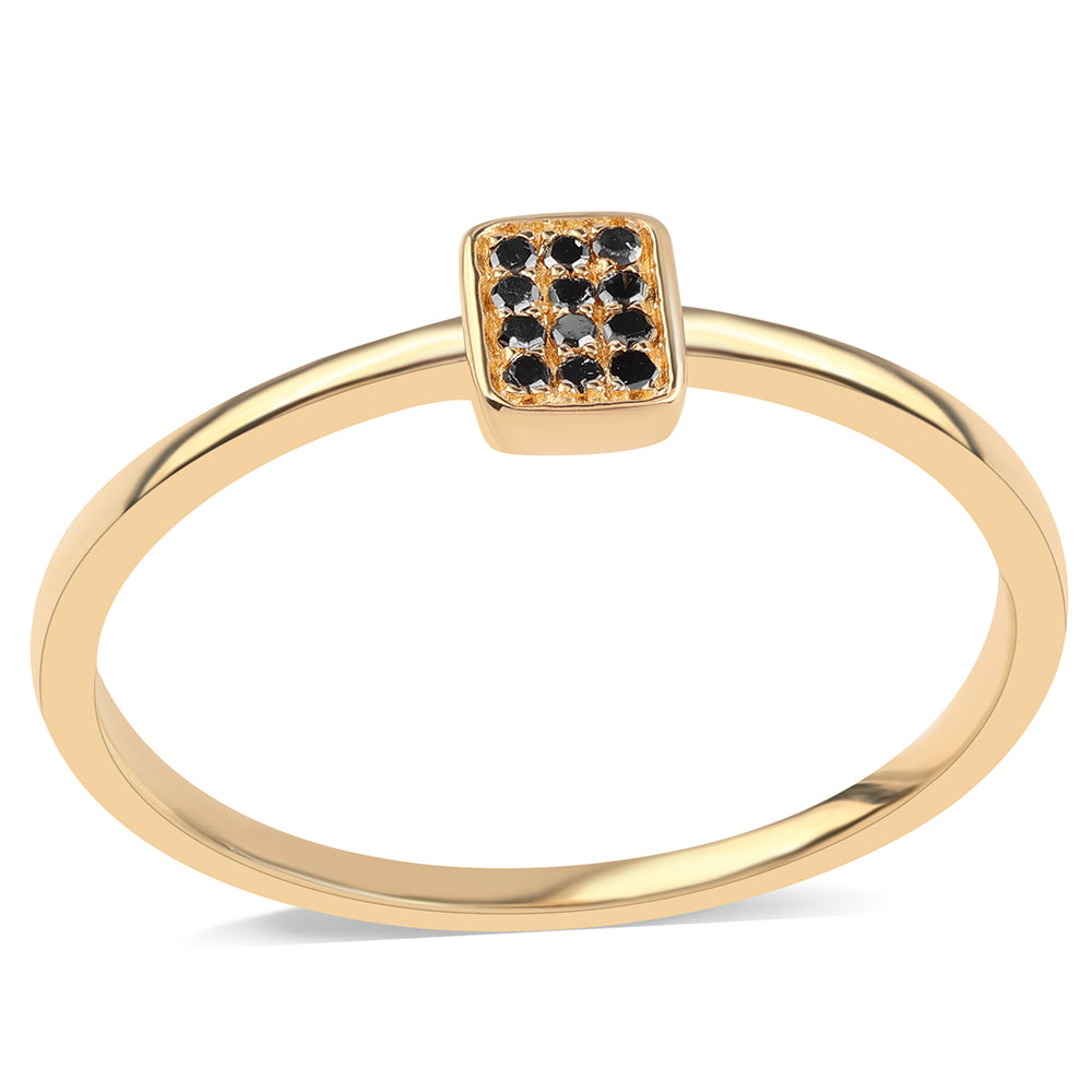 Pozlacený 925 / 1000 Sterlingové Stříbro Prsten s Černým Diamantem 1 