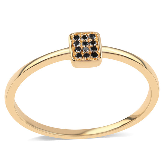 Pozlacený 925 / 1000 Sterlingové Stříbro Prsten s Černým Diamantem