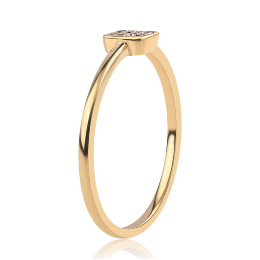 Pozlacený 925 / 1000 Sterlingové Stříbro Prsten s Černým Diamantem