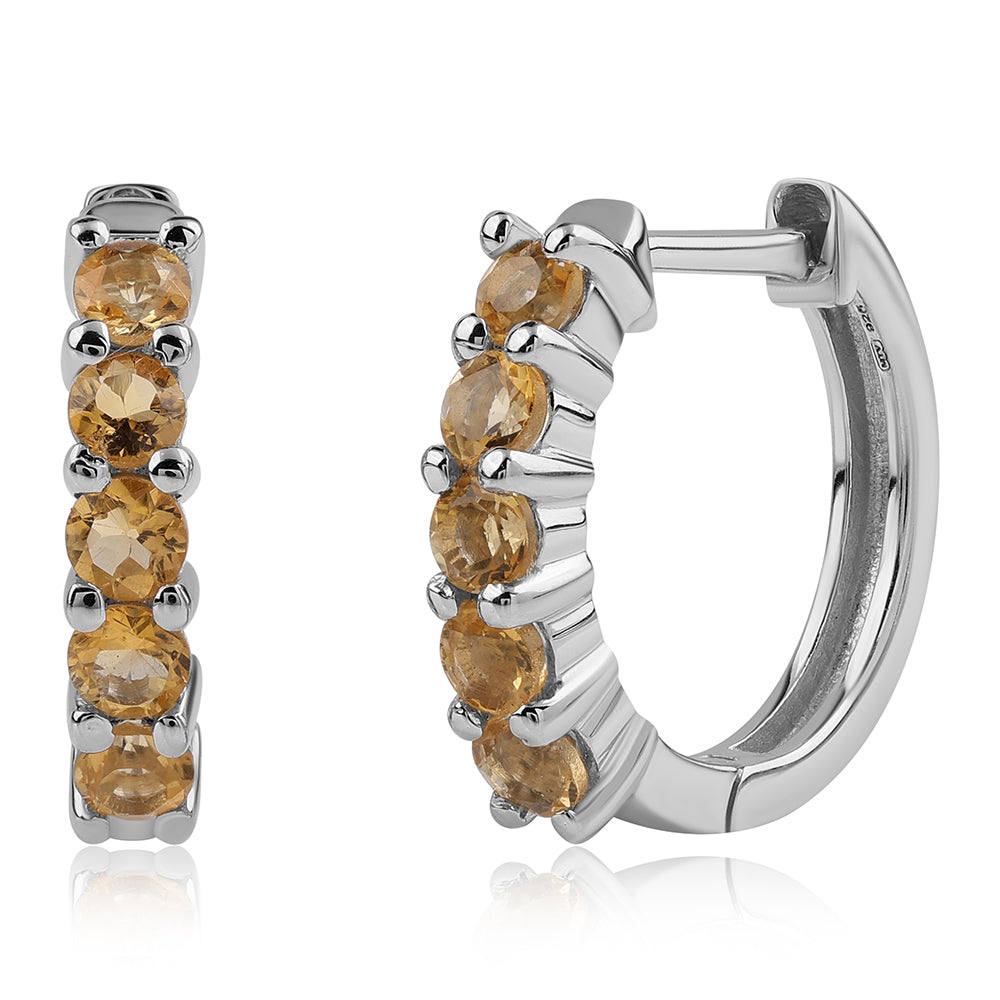 925 / 1000 Sterlingové Stříbro Náušnice s Brazilským Citrínem tř.AA 1 