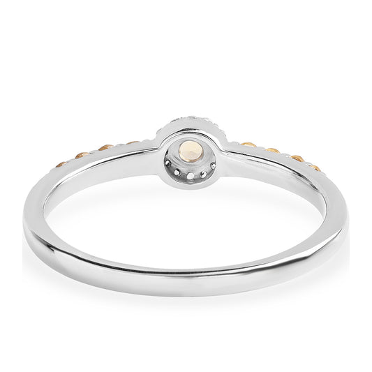 925 / 1000 Sterlingové Stříbro Prsten s Brazilským Citrínem tř.AA a Bílým Topazem