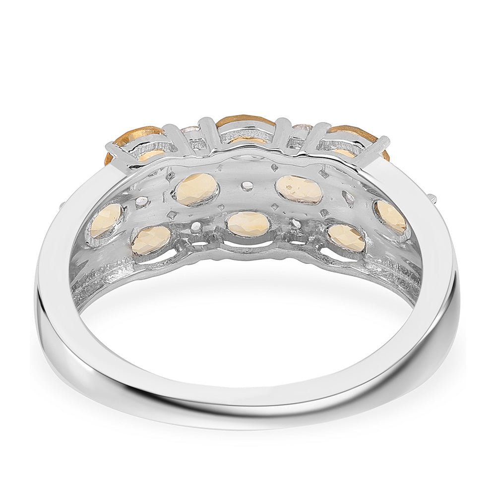 925 / 1000 Sterlingové Stříbro Prsten s Brazilským Citrínem tř.AA a Bílým Topazem 3 