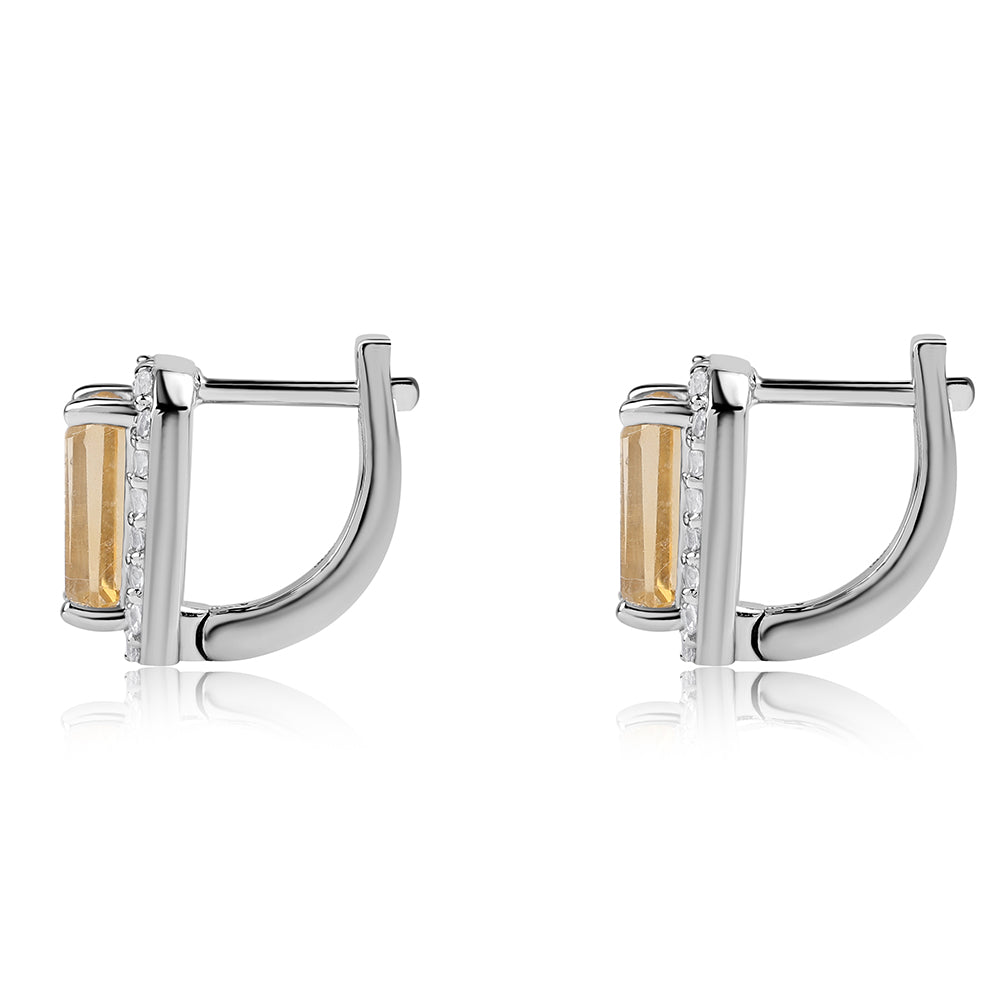 925 / 1000 Sterlingové Stříbro Náušnice s Brazilským Citrínem tř.AA a Bílým Topazem 6 