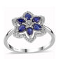 925 / 1000 Sterlingové Stříbro Prsten s Australským Modrým Safírem a Bílým Topazem