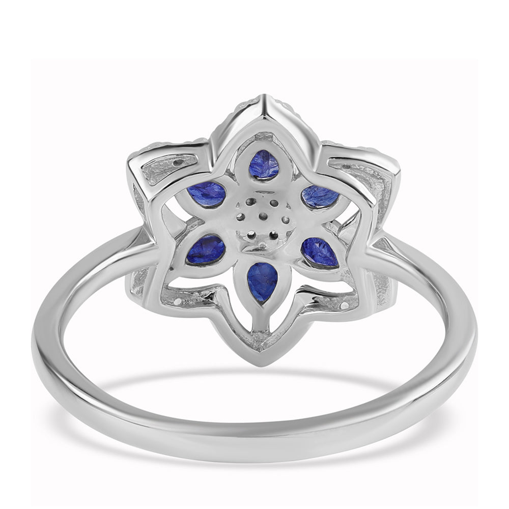 925 / 1000 Sterlingové Stříbro Prsten s Australským Modrým Safírem a Bílým Topazem 3 