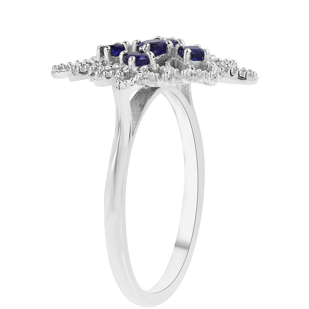 Stříbro 925/1000 - Prsten s Australským Modrým Safírem - Karátové číslo: 0.46. přibližná hmotnost: 3.55 gramů