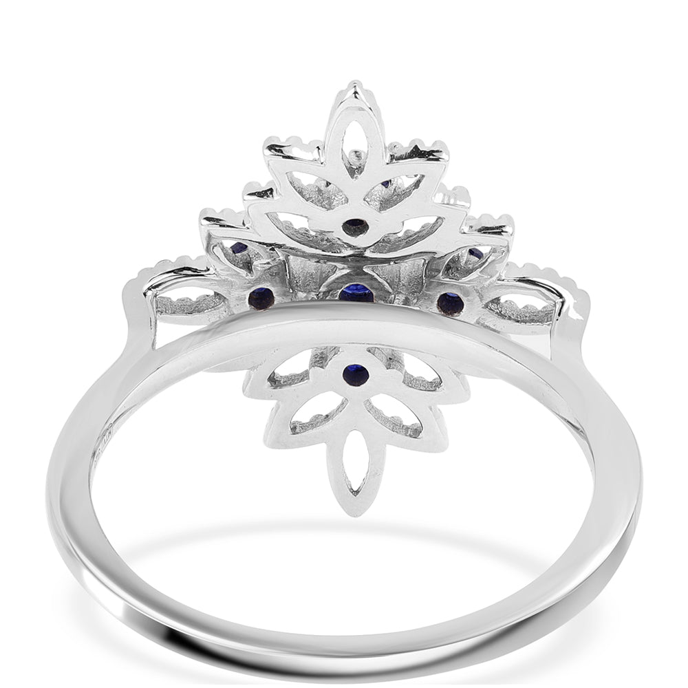 Stříbro 925/1000 - Prsten s Australským Modrým Safírem - Karátové číslo: 0.46. přibližná hmotnost: 3.55 gramů 3 