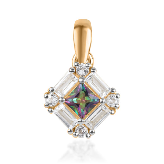 Pozlacený 925 / 1000 Sterlingové Stříbro Přívěsek s Mystickým Topazem a Bílým Topazem