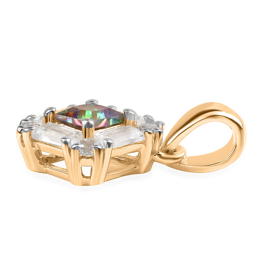 Pozlacený 925 / 1000 Sterlingové Stříbro Přívěsek s Mystickým Topazem a Bílým Topazem