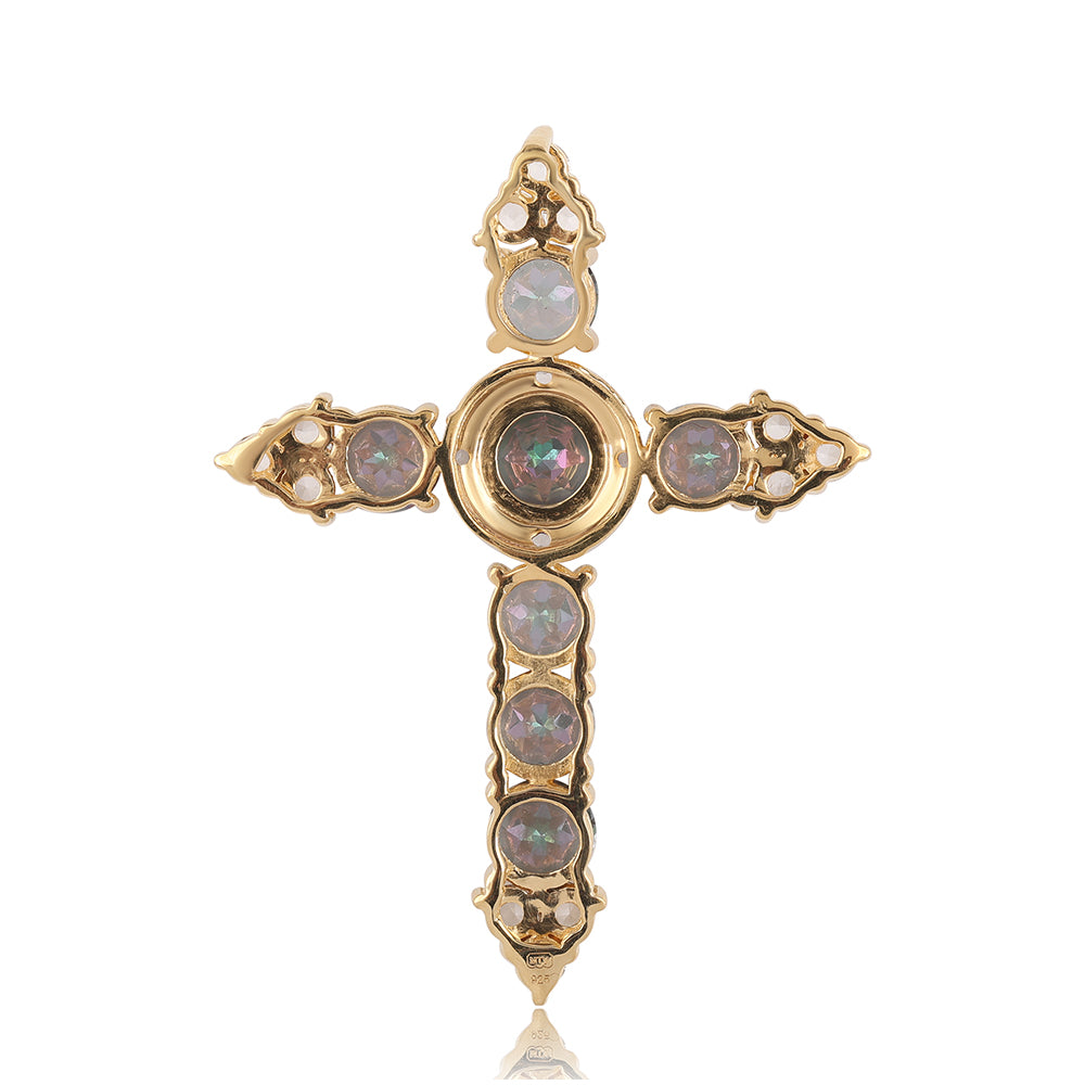 Pozlacené Stříbro 925/1000 - Přívěsek s Mystickým Topazem a Bílým Topazem - Karátové číslo: 5.2. přibližná hmotnost: 4.38 gramů 3 