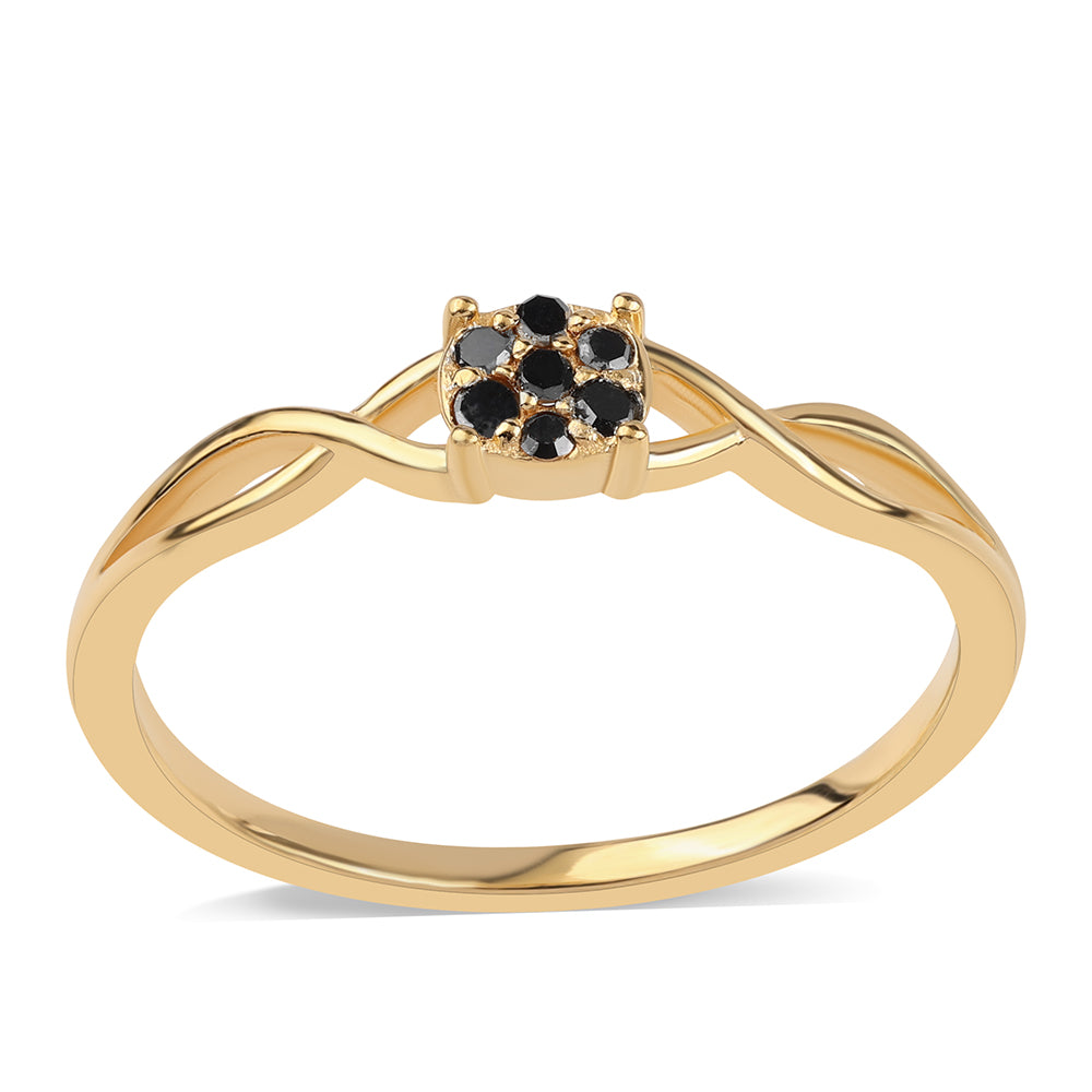 Pozlacené Sterlingové Stříbro 925 / 1000 - Prsten s Černým Diamantem 1 