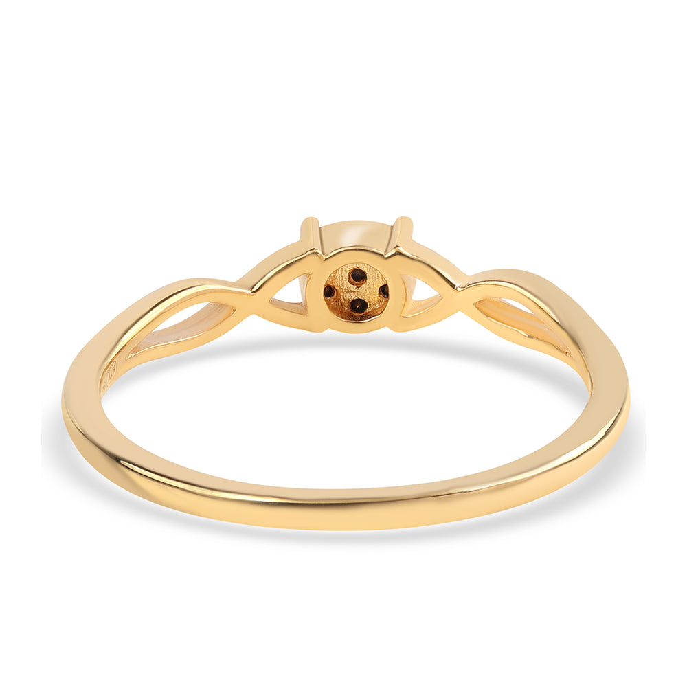 Pozlacené Sterlingové Stříbro 925 / 1000 - Prsten s Černým Diamantem 3 