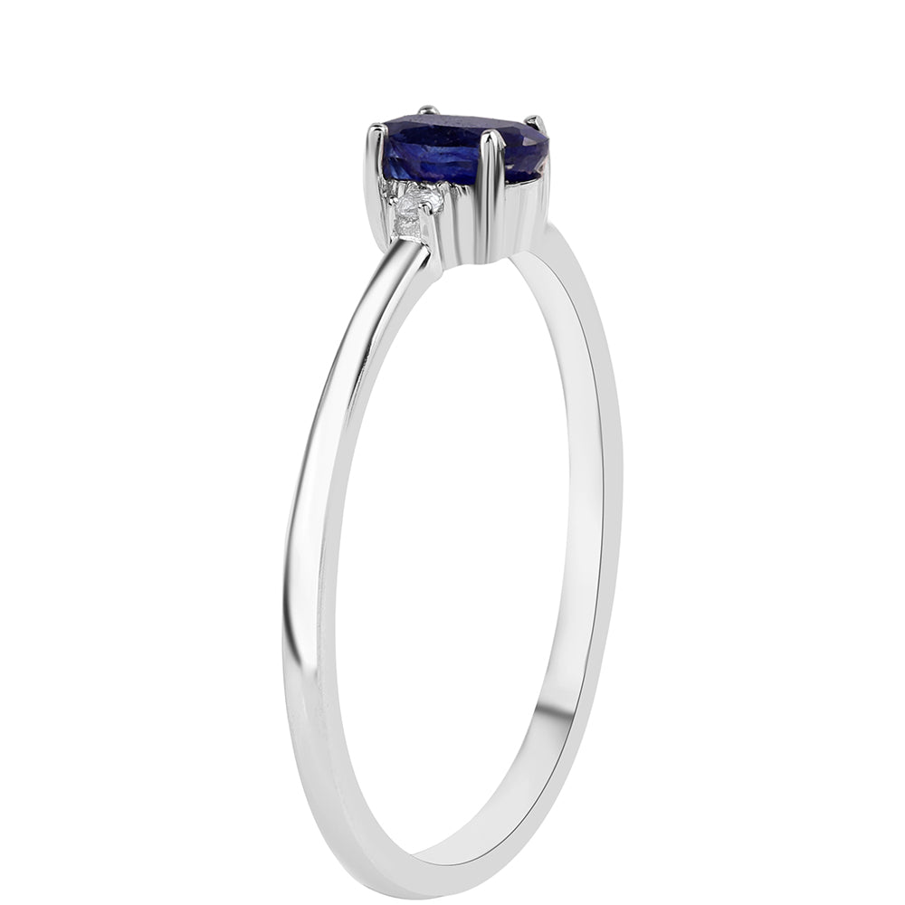 925 / 1000 Sterlingové Stříbro Prsten s Australským Modrým Safírem a Bílým Topazem 3 